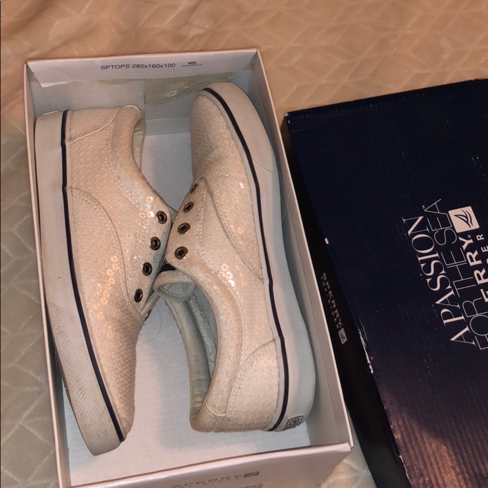 White Sequin Sperry’s